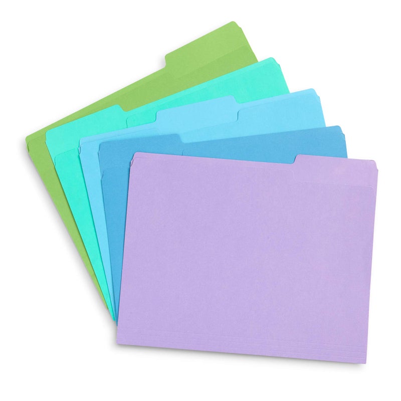 Blue Summit Supplies Ocean Tone Colored File Folders Letter Size, 1/3 Cut Top Tab File Folders, Assorted Blue and Green Colored, for Organizing and File Cabinet Storage, 100 Pack - Image 2